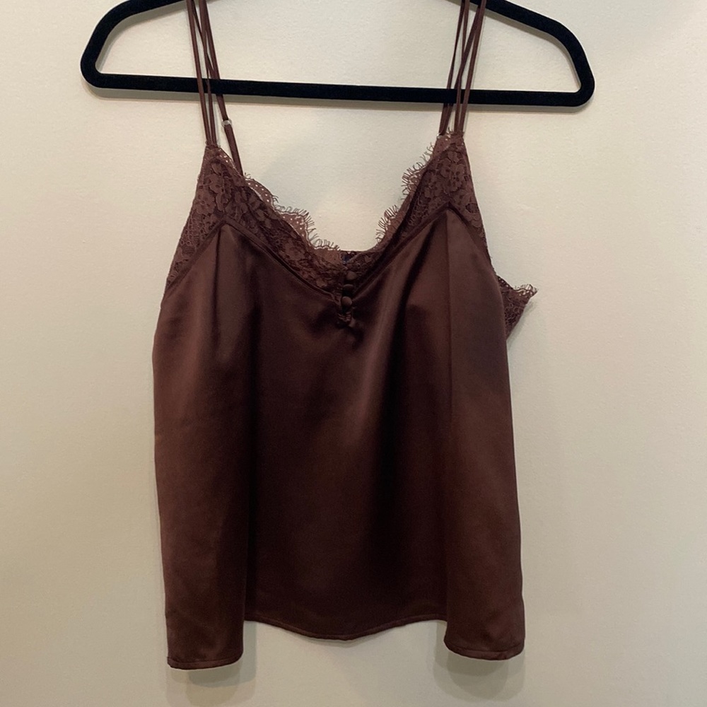 Abercrombie & Fitch brown silk/lace tank top.